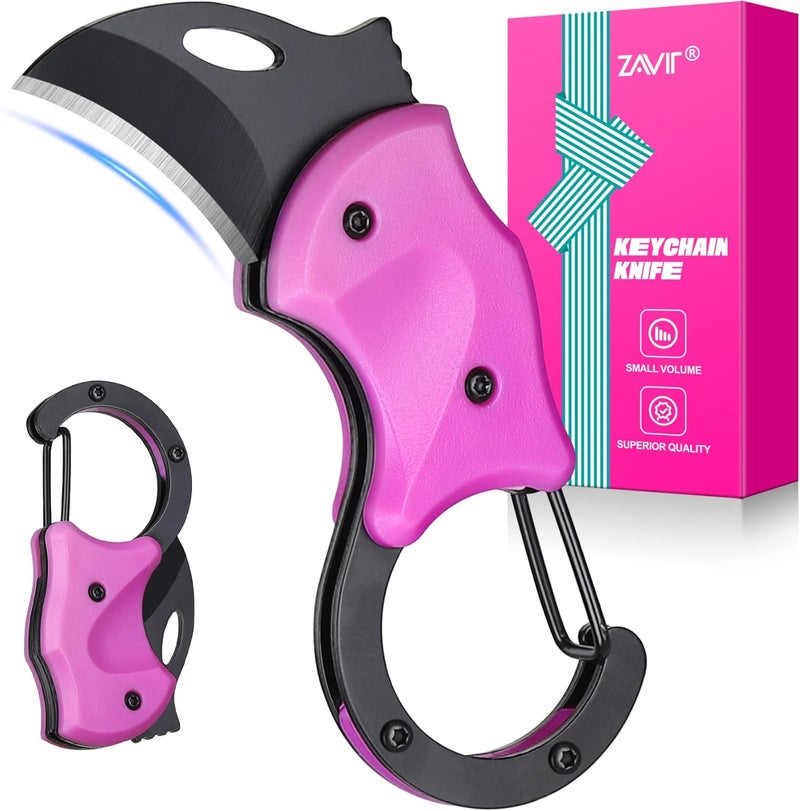 ZAVIT Womens Gifts for Christmas, Keychain with Box Cutter Pocket Knife,Christmas Stocking Stuffers for Women Mom, Birthday Gifts Idea for Mom Wife, EDC Gadgets for Everyday Carry, P-ink - Image 1